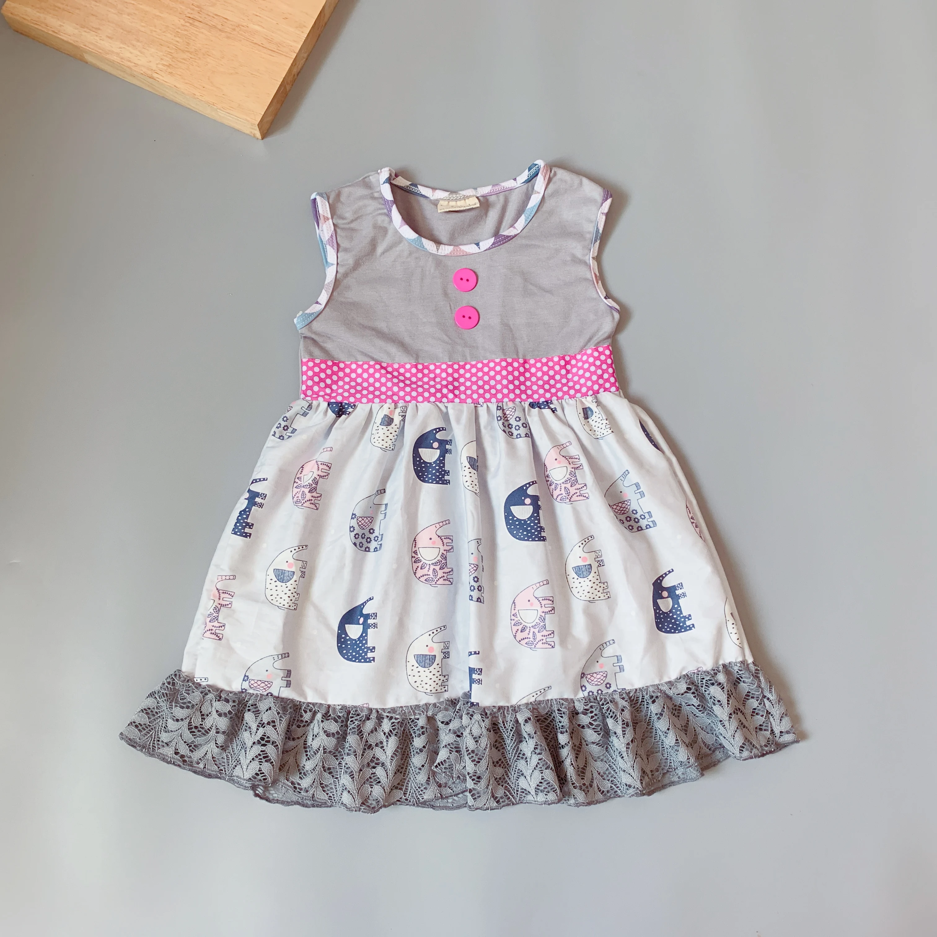 2019 NEW girl baby clothing Summer elephant pattern boutique Infants toddler Kids ruffles little princess dresses frocks | Детская