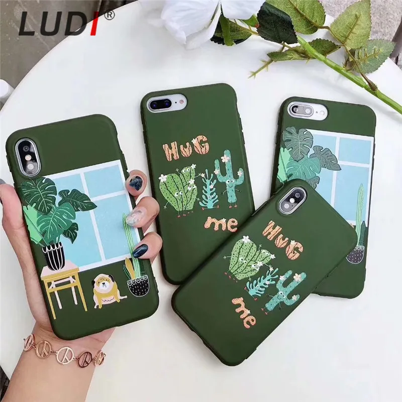 LUDI милый мультяшный чехол для телефона в форме кактуса iPhone 7 7Plus простые буквы