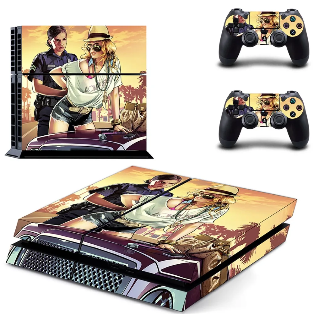 Grand Theft Auto V GTA5 наклейка для PS4 виниловая наклейка, стикер для консоли sony Playstation 4 и 2 контроллера наклейка для PS4 наклейка