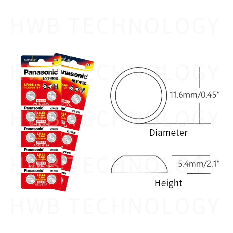 2 шт. PANASONIC LR44 A76 AG13 0% Hg SR1154 357 LR 44 1,5 V батарея аккумуляторов для калькулятор 0% Hg