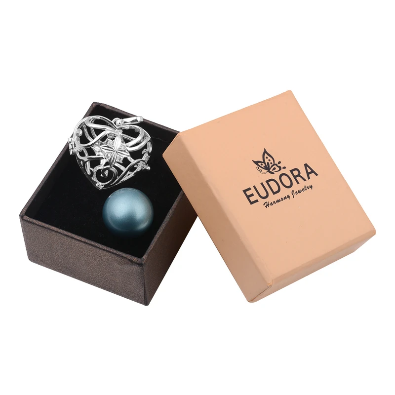 

Eudora 20 mm Harmony Bola Heart-shaped Hollow Flower Cage Pendant Necklace Music Bell Pregnant Women Jewelry AAA CZ Necklace