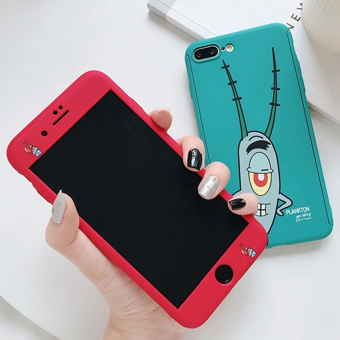 Для iphone 8 plus мультяшная Губка Боб Передняя и задняя чехол для 7 6 S 6splus Mr. Krabs