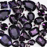dark purple flatback loose rhinestones for clothing diy colorful sew on gems mixed shape decorative rhinestones with claw s049