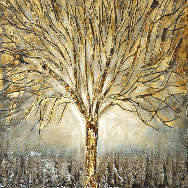 wellyu Fashion Tree Modern American Metal Embossed Oil Painting TV Wall Custom Large Mural Green Wallpaper papel de parede | Обустройство
