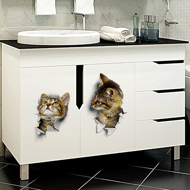 Горячая Распродажа домашний декор для вечеринок кошек 3D стикер на стену