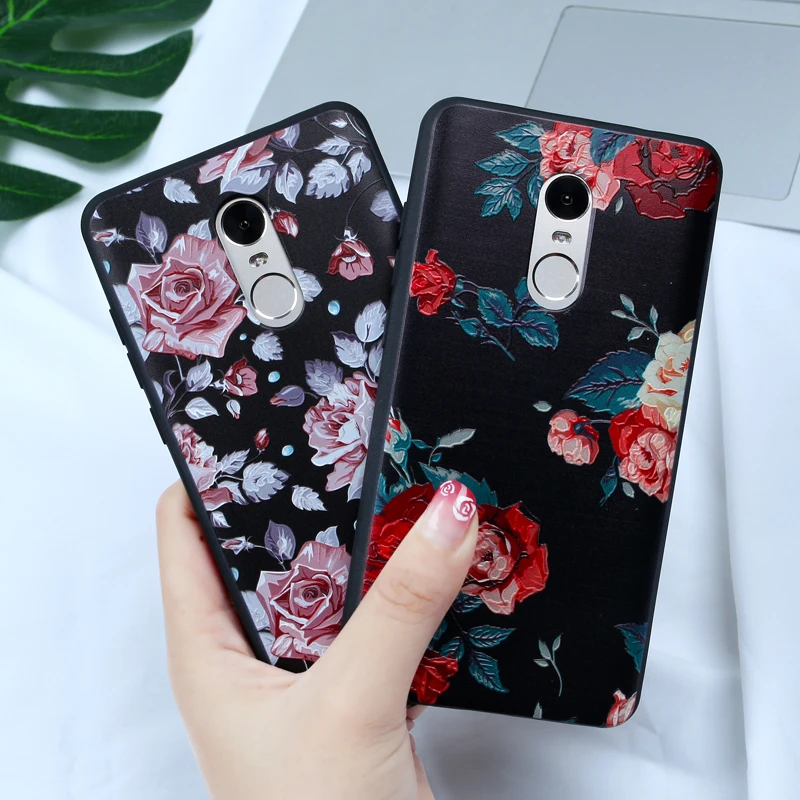 BROEYOUE Case For Redmi 4X Note 7 6 5A 5 Pro 4A Plus 3D Relief Flowers TPU Xiaomi Mi9 A1 5X 5S 6X 8SE |