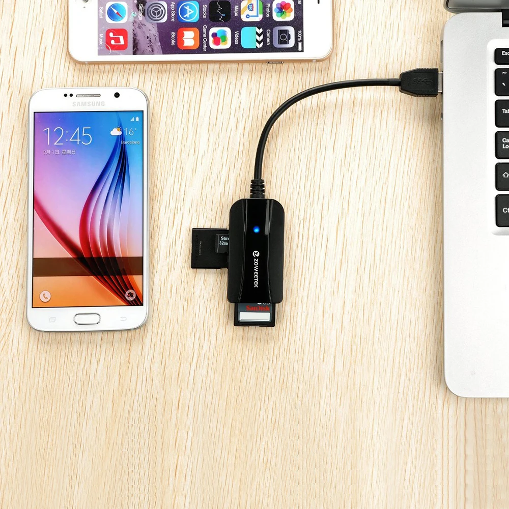 Подлинная Zoweetek ZW-CR02 USB 3,0 4 слота SD кард-ридер с двумя SD портами и двумя Micro SD портами