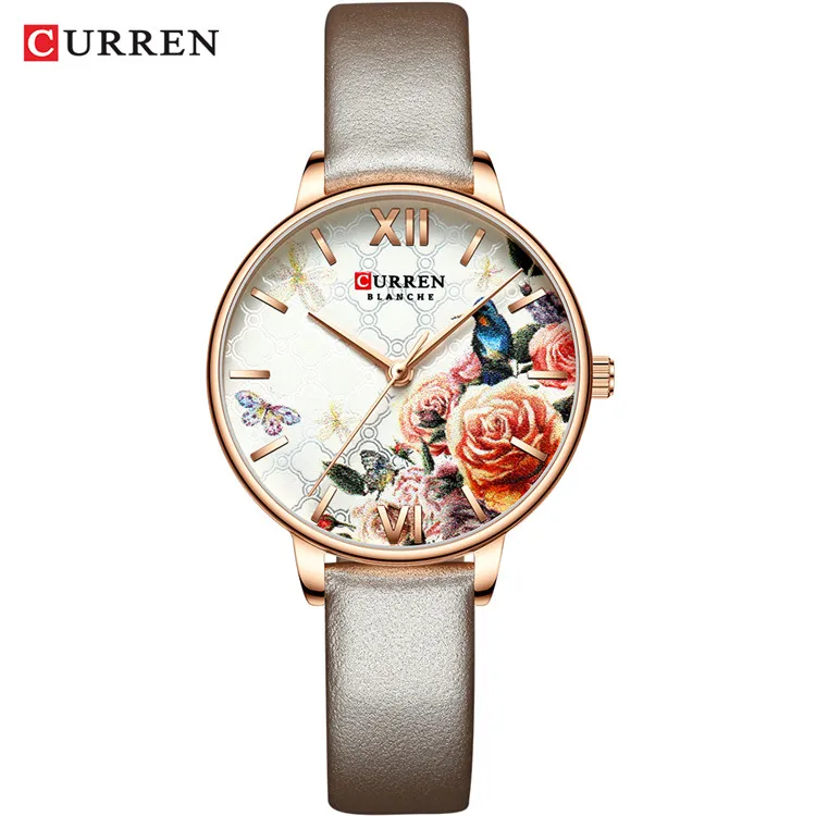 L rose white Curren женские часы брендовые роскошные часы женские Розовое Золото Кварцевые водонепроницаемые женские часы на запястье лучший бренд класса люкс - Цвет: L rose white