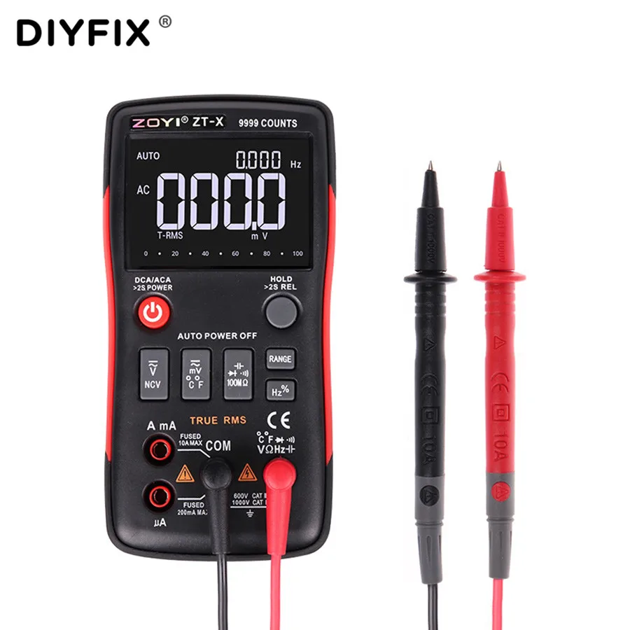 

Portable AUTO Range Digital Multimeter True-RMS AC/DC Current Ohm Voltmeter Ammeter 9999 Counts NCV HOLD LCD Backlight Display