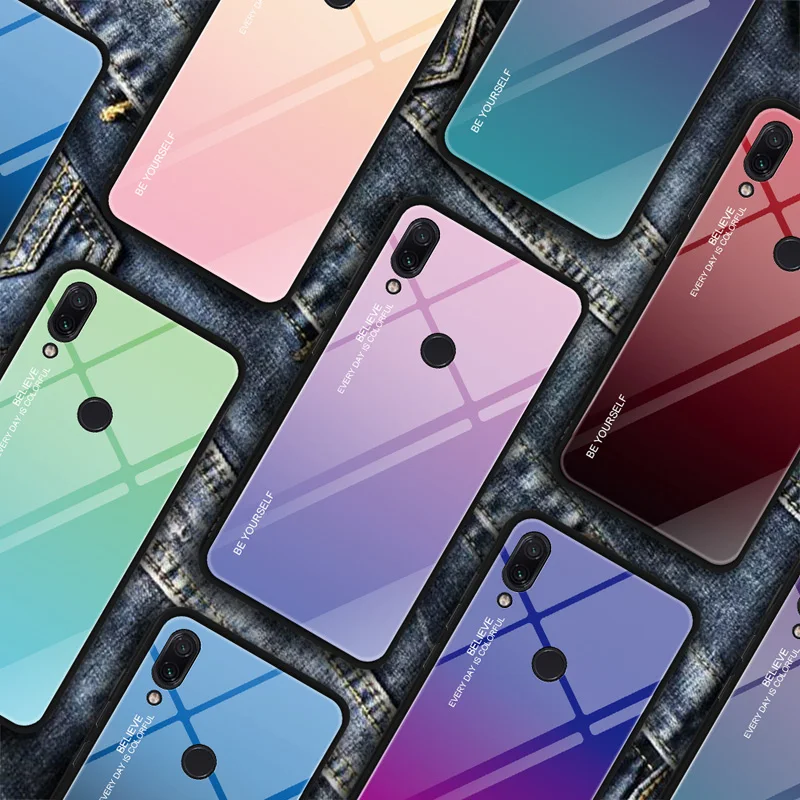 Чехол из закаленного стекла Redmi Note 7 с градиентом для Xiaomi Mi 9 Mi8 Lite Pocophone F1 чехол