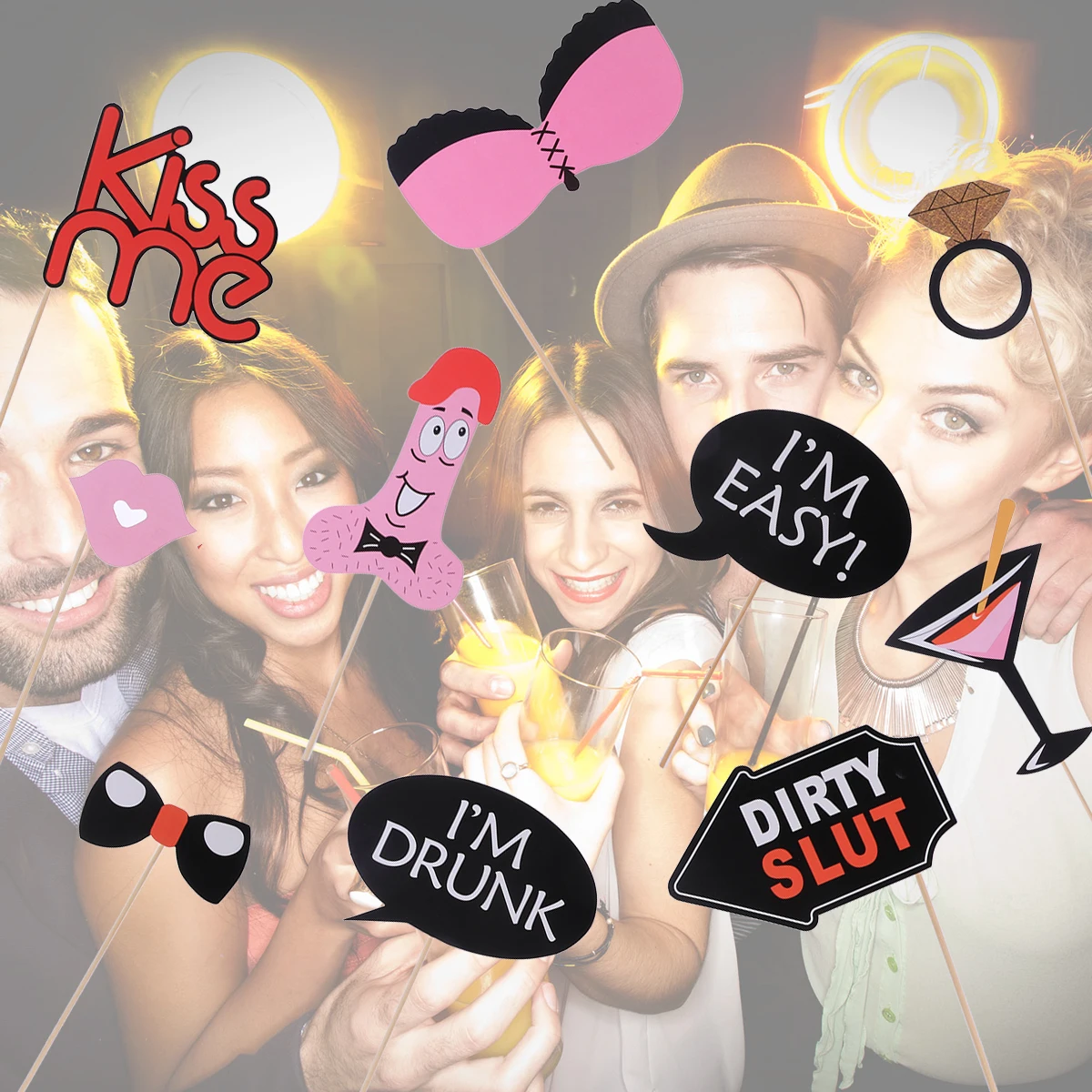 20pcs Bachelor Party Favors Photo Booth Props Kit Funny Bachelorette Paper Selfie Accessories Decoration Supplies | Дом и сад