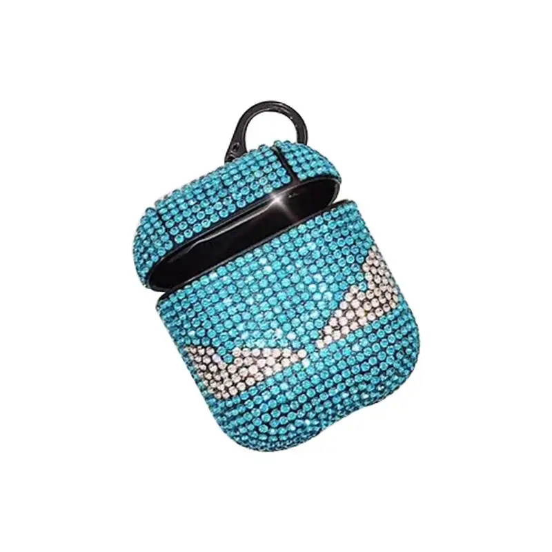 Blue Роскошные Rhinestone 1 шт. Bluetooth беспроводные наушники чехол для AirPods защитный чехол Аксессуары для Apple Airpods зарядная коробка - Цвет: Blue