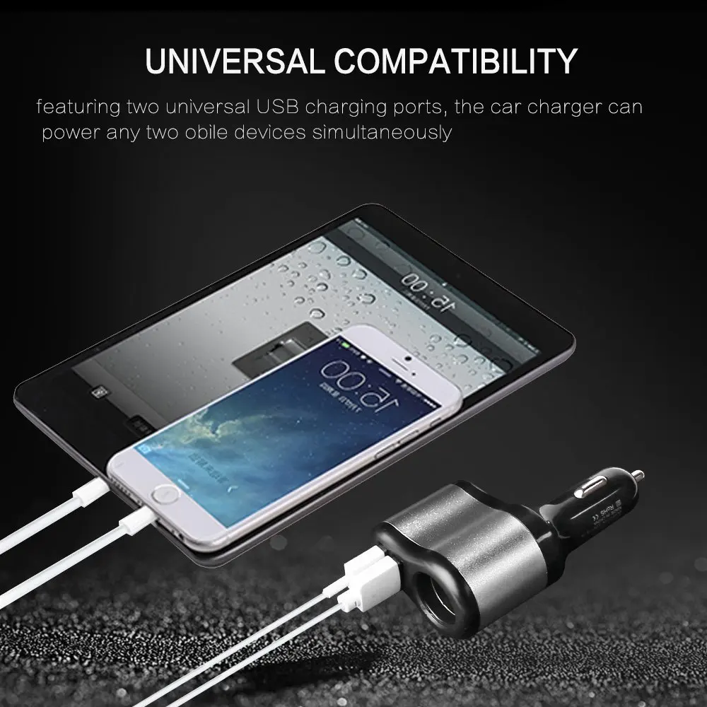 Автомобильное зарядное устройство с двумя usb портами быстрая зарядка 5 в 3 1 А
