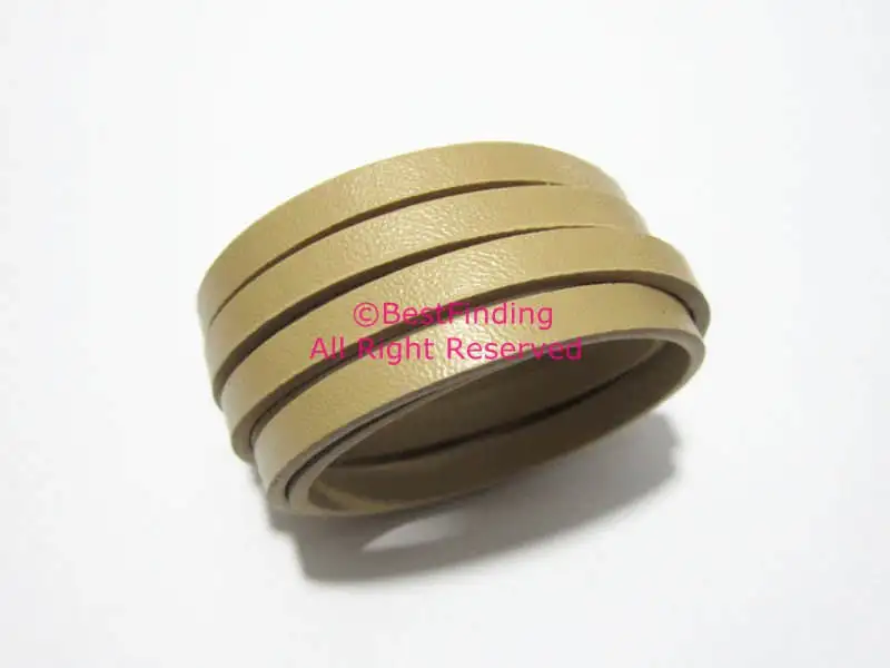

5x2mm Khaki leather cord Pure color 5mm flat leather cord