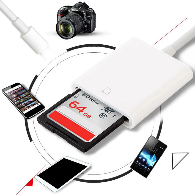 ЕВА SD кард ридер Micro OTG Смарт камера адаптер для iPhone 5 6 7 8 XSmax карты памяти без