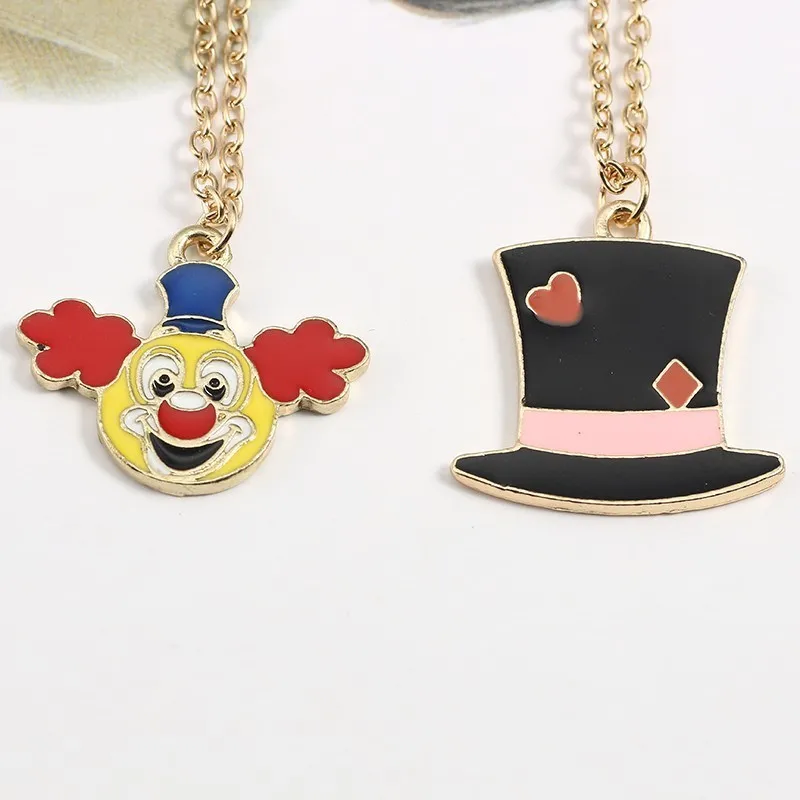 2019 мультфильм Эмаль Красочный Клоун шляпа кулон ожерелье Kawaii Droll девушка Кепка с