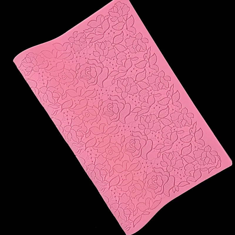 Minsunbak-Molde de encaje de silicona grande, herramientas de decoración de pasteles con textura de rosa, Fondant, alfombrilla de encaje, molde de relieve de flores de boda, 38 cm