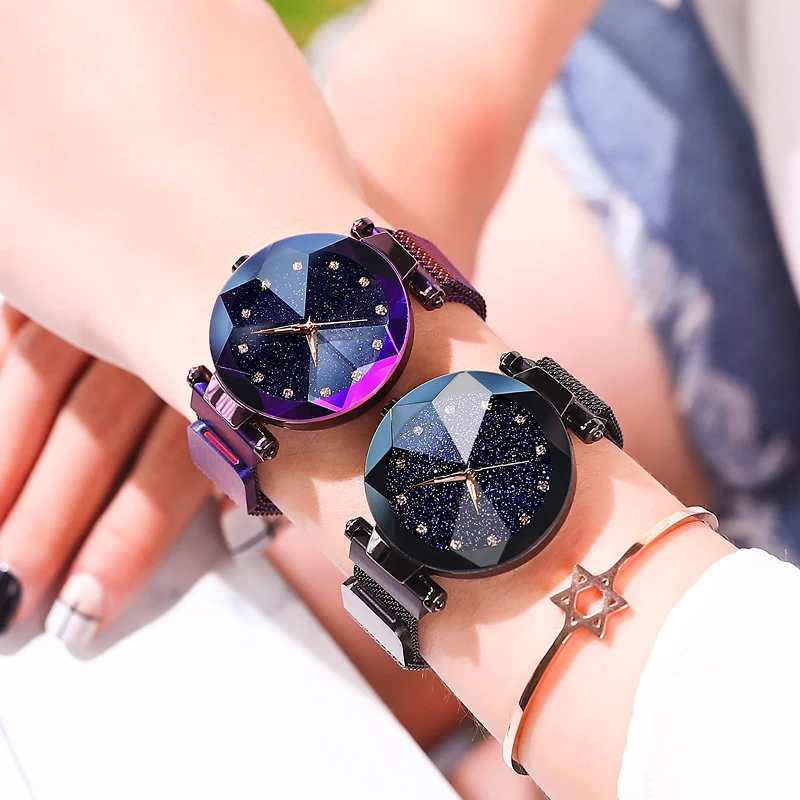 Лидер продаж для amazon Фиолетовый алмазный Магнитный relojes de mujer Дамские женские наручный браслет, ремешок