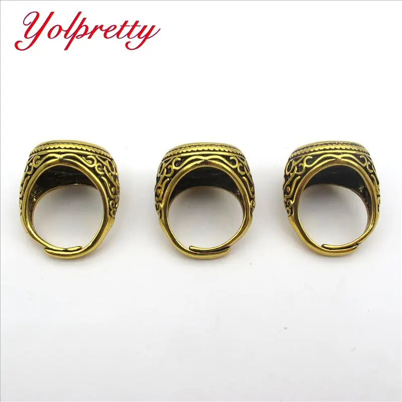 Yolprtty Originality wholesale 1pcs 16mm Zinc Aiioy Retro Gemstone Ring Adjustable setting findings | Украшения и аксессуары
