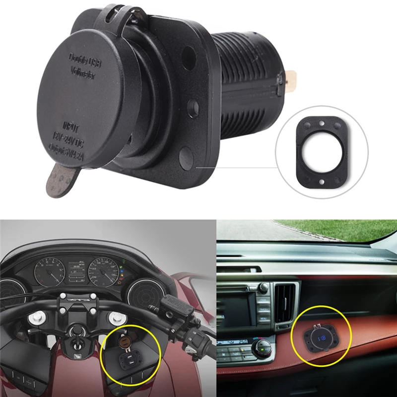 MICTUNING, автомобильный красный светодиодный вольтметр с цифровым дисплеем, 4.2A, двойной порт, USB зарядное устройство, розетка, универсальная розетка для автомобилей, мотоциклов
