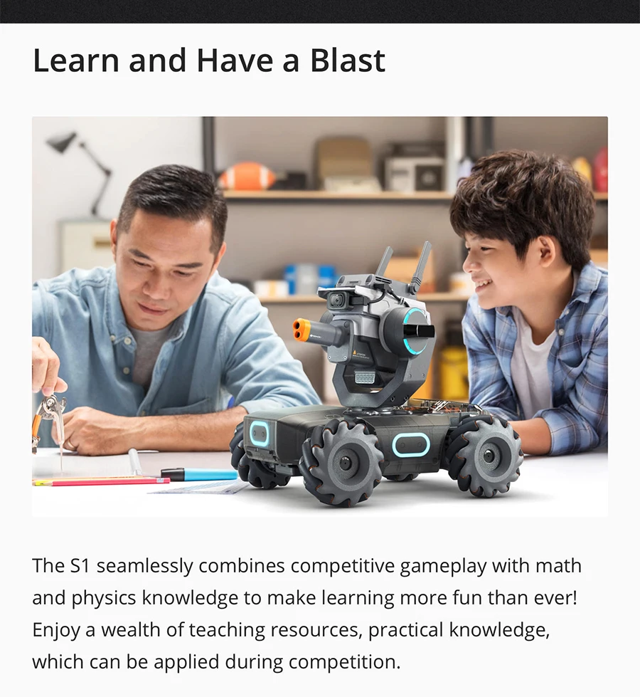 DJI RoboMaster S1 46 Programmable Components 6 Programmable AI Modules Low-latency HD FPV intelligent educational robot