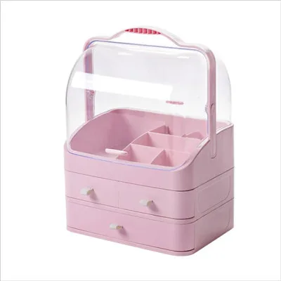 Pink NEW Two-way Opening-Closing Cosmetics Organizer Drawer Acrylic Cutlery Jewelry Organizer Storage Box Makeup Organizer Acrylic - Color: Pink
