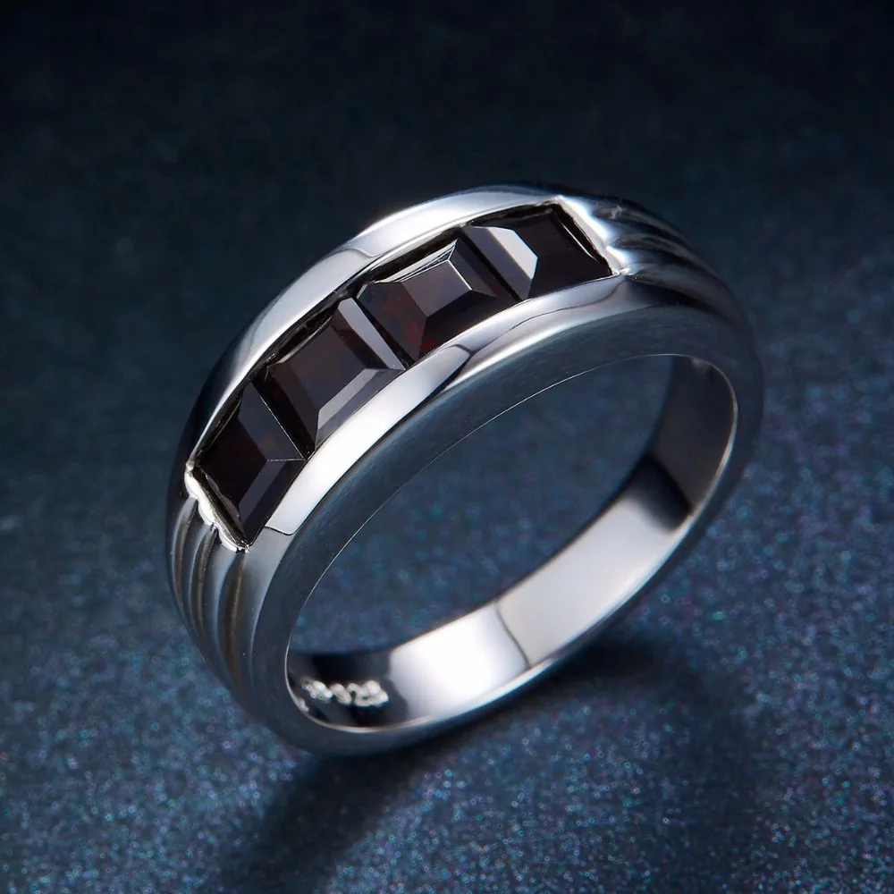 Hutang 1.92Ct тайна Черный гранат Твердые 925 пробы Серебряное кольцо для женщин Мода Ювелирные украшения января камень натуральный драгоценный камень
