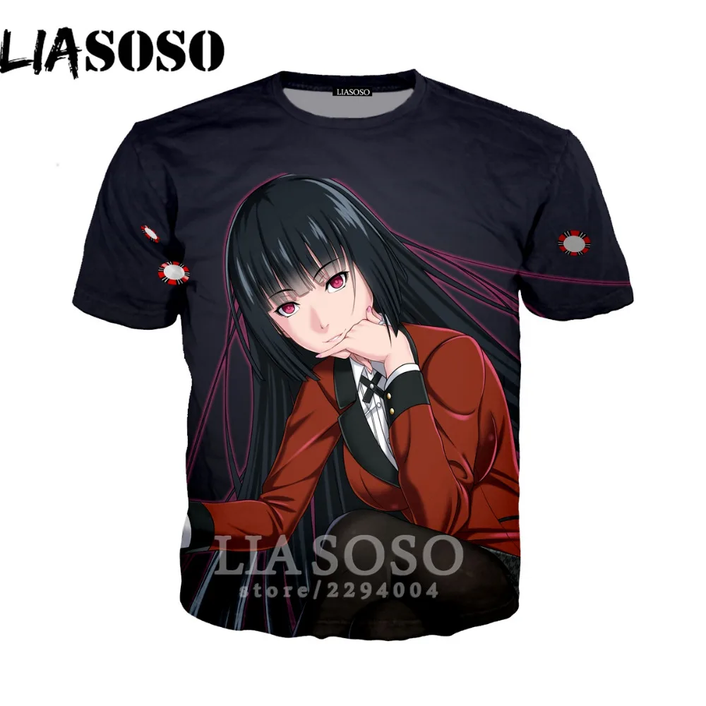 LIASOSO аниме Kakegurui японский 3D печать футболки короткий рукав хип-хоп