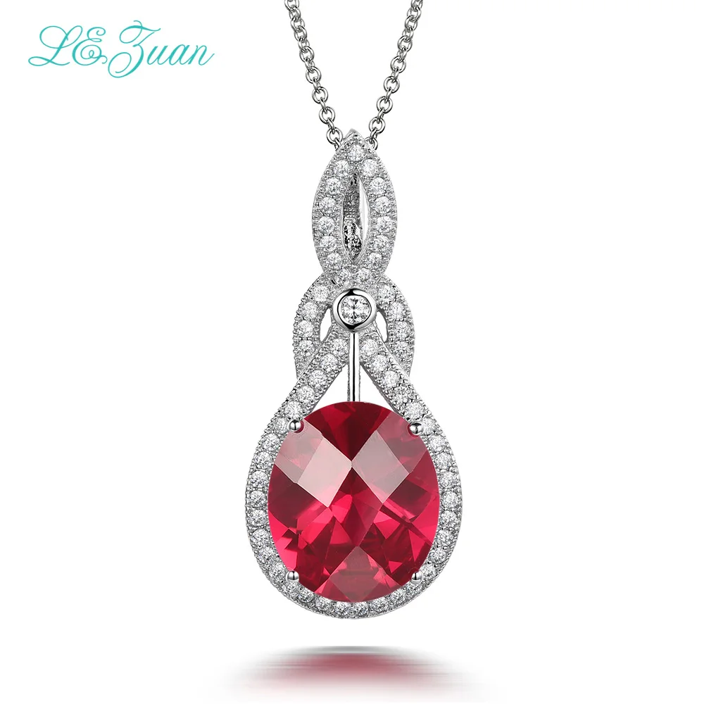 L& zuan 7.98ct кулон с красным камнем стерлингового серебра 925 пробы ожерелье для женщин шахматный драгоценный камень роскошные рубиновые Свадебные украшения - Цвет камня: Красный