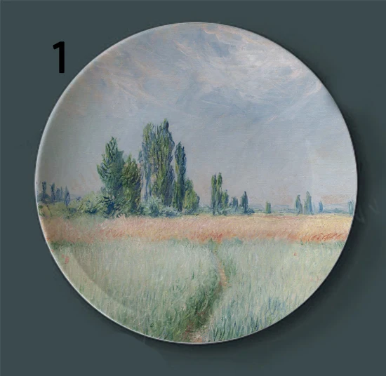 1 Laude Monet Роспись стен гобелены тарелки керамические домашние декоративные блюдо Отель гостиная фон дисплей масляной живописи тарелки - Цвет: 1