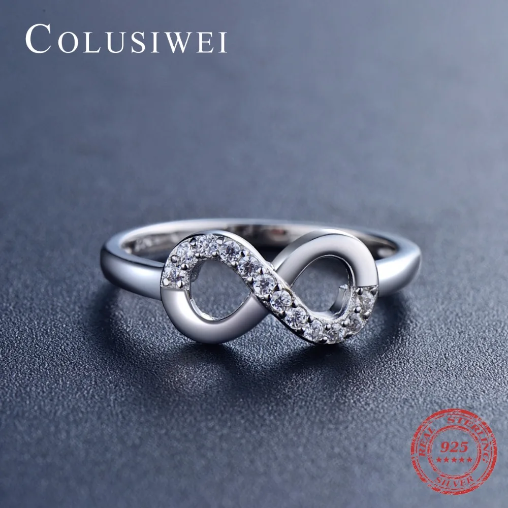 COLUSIWEI 100% твердый 925 Серебряное кольцо 2018 модные Бесконечная любовь ювелирных
