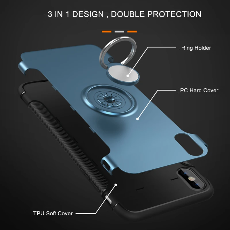 Роскошный противоударный защитный чехол для телефона iPhone X XR XS Max подставка с