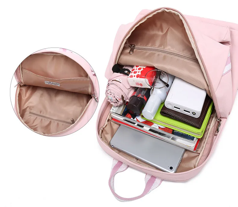 Fashion Waterproof Women Backpack Striped Letter Lady Daypacks School Student for Girls Bookbag Laptop Bag