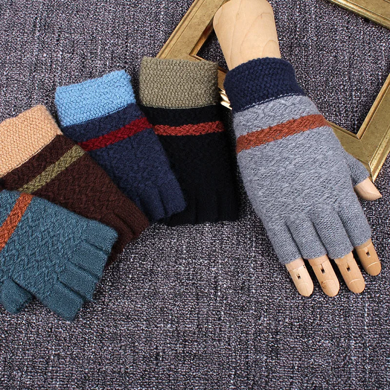 REALBY Перчатки варежки без пальцев мужские зимние 5 видов цветов наручные Luvas