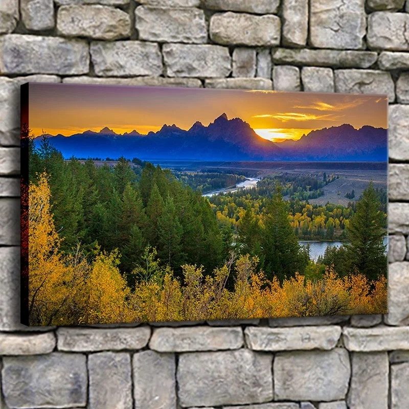 Модульная картина принты картинная рамка 1 шт рек погоды осень Teton лес плакат Grand