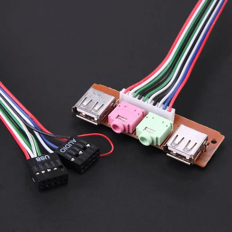 Шнур для наушников с usb портом кабель 2 портами USB s и Mic Аудиоразъемы ПК чехол