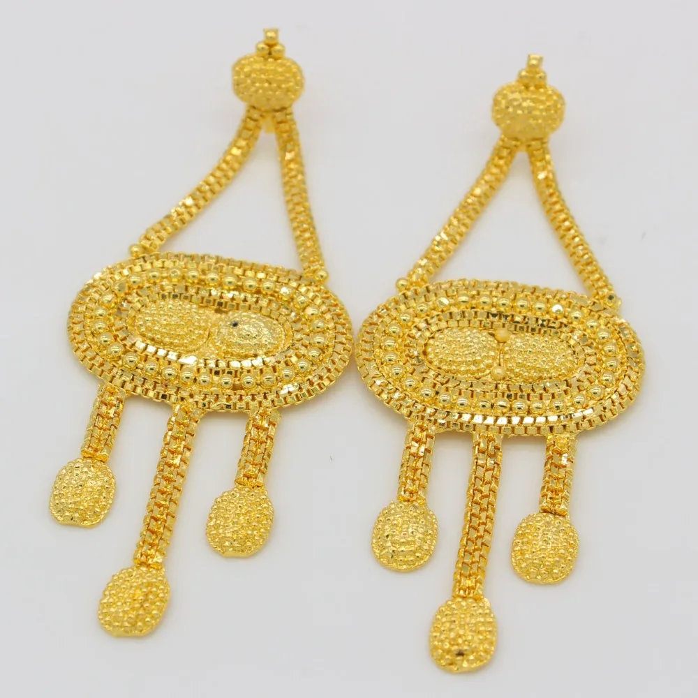 Комплект ювелирных изделий для женщин массивное ожерелье/серьги золотого цвета