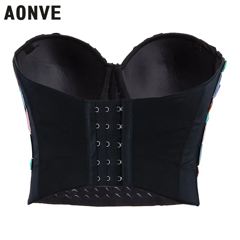 Женский корсет в стиле стимпанк AONVE цветной со стразами и пуш апом нижнее белье