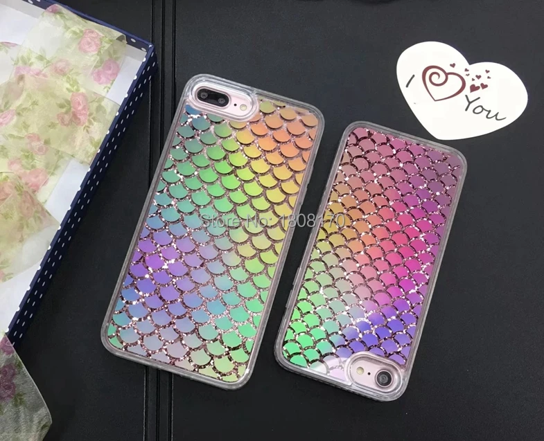 Bling Dynamic Liquid Scale чехол с блестками для iPhone 6 6S 7 Plus I7 I6 I6S Diamond Quicksand Hard PC + TPU сотового