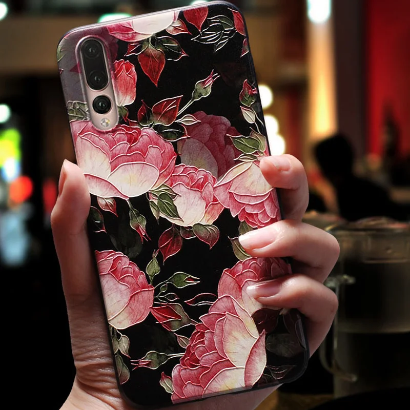 Чехол для Samsung A10 2019 черный силиконовый 3D-чехол с тиснеными цветами Galaxy A50 A70 A30 A20 A40