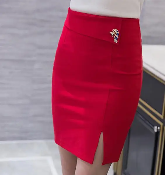 Женская облегающая юбка-карандаш со стразами украшенная милой лисой высокое