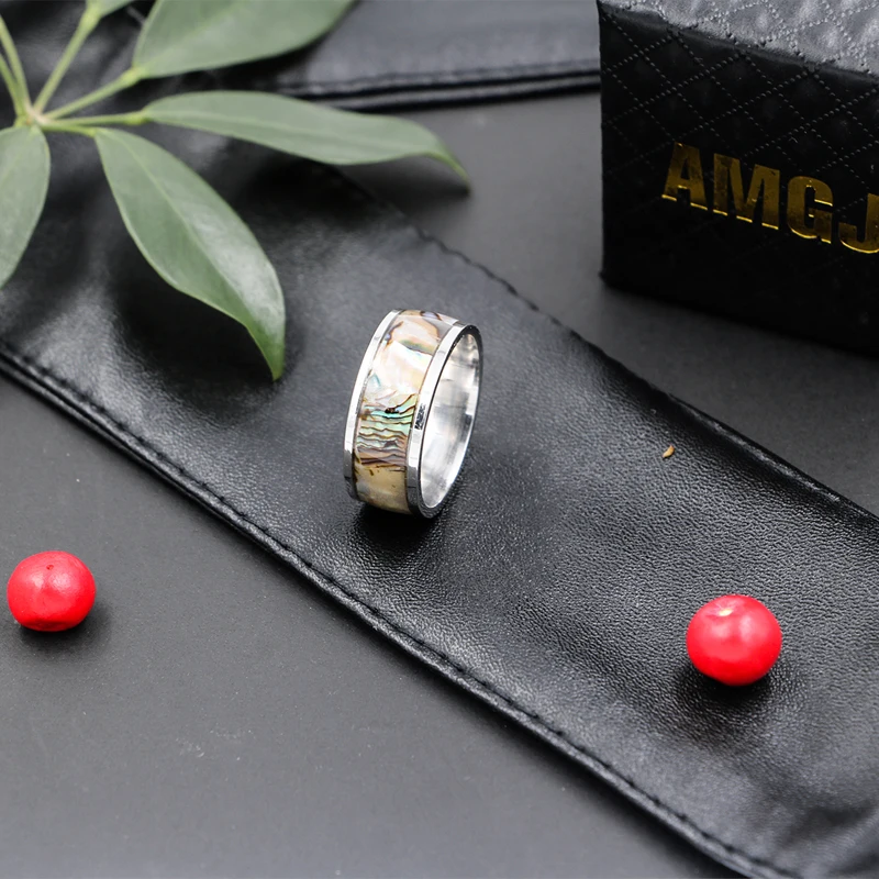 Amgjee Многоцветный ушка В виде ракушки Кольца из нержавейки Для мужчин прохладный