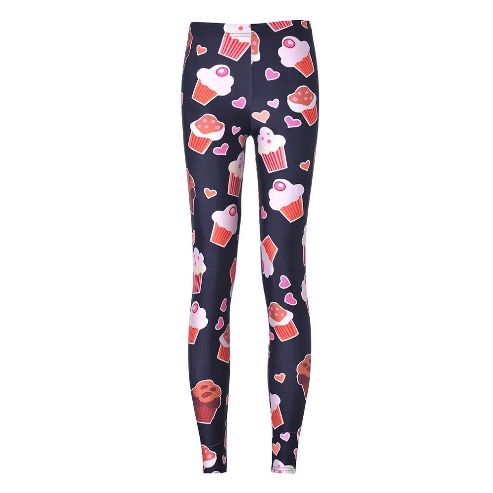 

Fashion Women Pudding Icecream Print Leggings Slim Fit Thin ElasticPolyester Party Pants Casual Trousers Drop Shipping