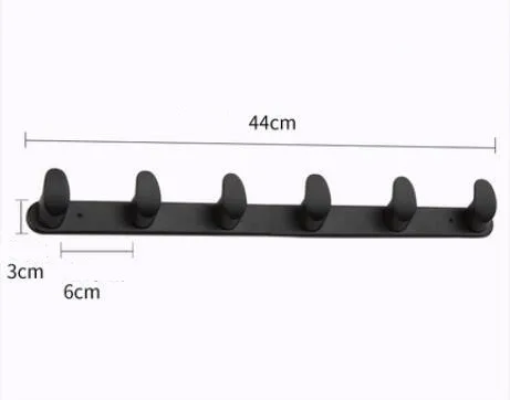black 6 hooks Ванная комната полированный золотой/черный/хром крючок для халата крючок для полотенец настенное крепление квадратное полотенце халат пальто шляпа дверная вешалка - Цвет: black 6 hooks