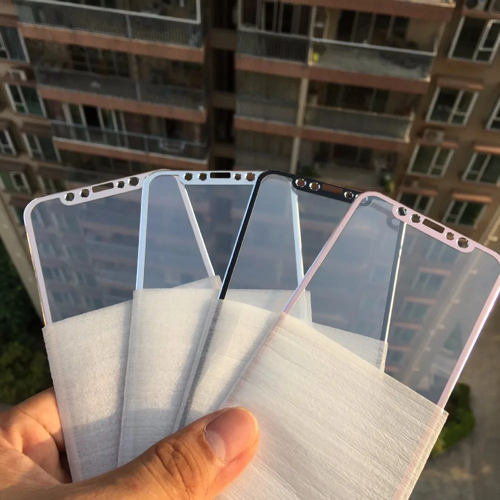 10 шт./лот Защита экрана для iPhone X 2.5D изогнутые края полное покрытие пленка сплав