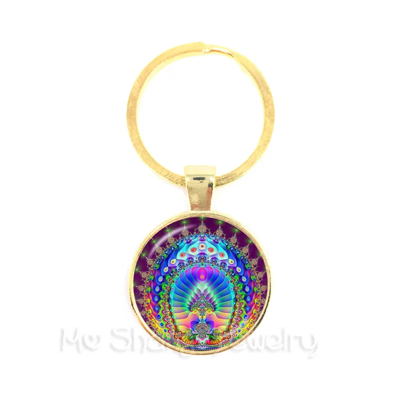 Брелок для ключей Mandala Parrern стеклянный брелок OM Yoga европейские и американские