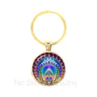 Брелок для ключей Mandala Parrern, стеклянный брелок OM Yoga, европейские и американские украшения, лучший подарок для друзей, брелок для ключей
