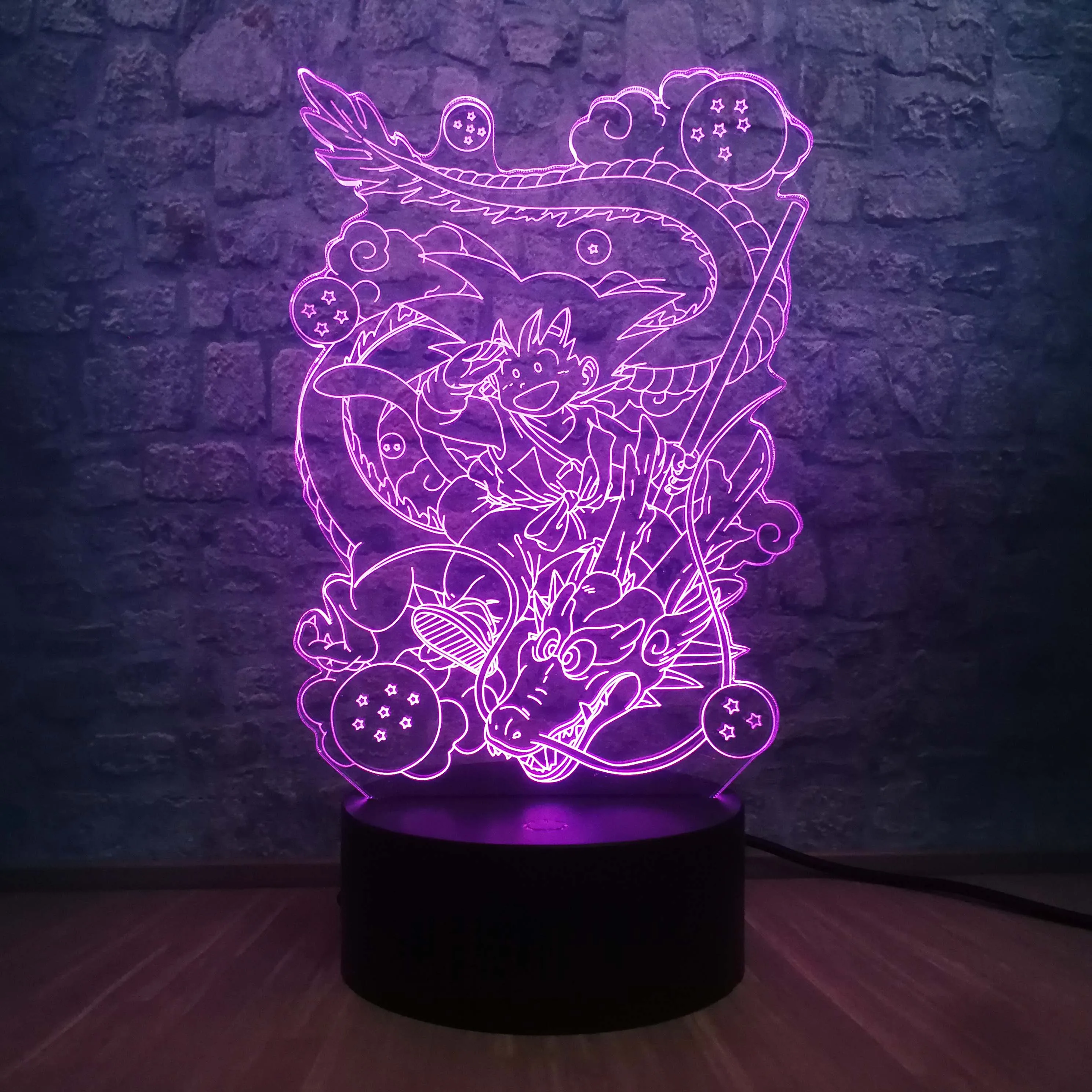 Хит мультяшная фигурка 3D лампа драконий жемчуг 7 цветов Светодиодный настольный