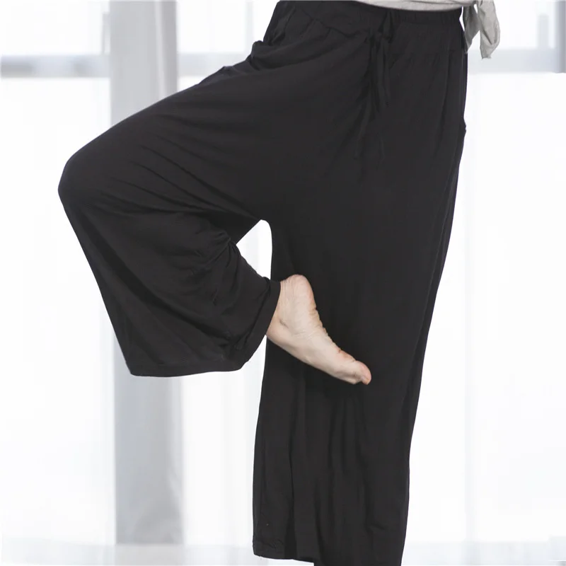 

Black Blue Red Modle Loose Fat Ankle-Length Pants Modern Dance Yoga Training Pants Wide Leg Skirt Pants