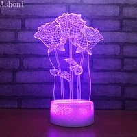 3d rose shape table lamp led touch 7 color changing night light party decorative home decor kids christmas valentines day gift